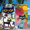cute P-Pete Cat A cat who loves music Towel Quick Drying Beach Towels Are Suitable For Swimming Pools Camping Yoga And The Gym