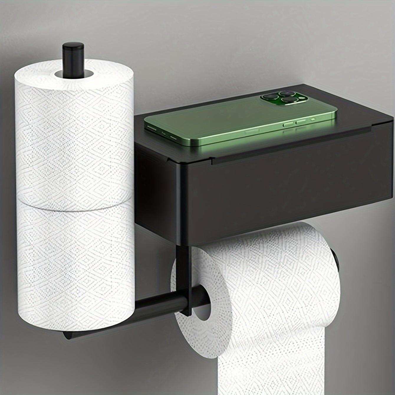 

Держатель для туалетной бумаги из нержавеющей стали с полкой для телефона - прочный, самоклеящийся многофункциональный аксессуар для ванной комнаты, переносной туалет, туалетные принадлежности серебряный