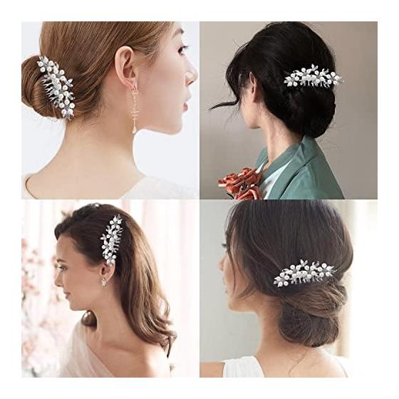 Pearl Hair Comb - Elegant Bridal Hair Accessory for Weddings, Parties, and Special Occasions - Silver Alloy, Lightweight, Comfortable, Handmade with