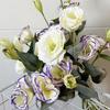 3 Heads Artificial Flower Bouquet Faux Silk Eustoma Lisianthus Flower with Long Stem Fake Floral Arrangement for DIY Wedding Bouquet