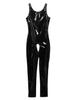 Women's Jumpsuit Liquid Wet Look One Piece Leotard Sleeveless Catsuit Open Crotch Clubwear
