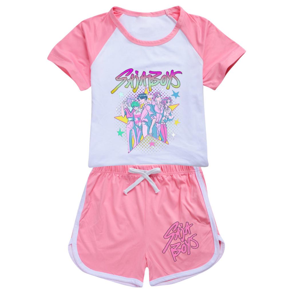 5054 Dětské Dívčí Sajaboys POP Rumi Zoey Mira Potisk Tričko Šortky Sportovní Tepláková souprava Oblečení Sada