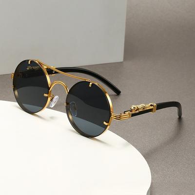 Vintage Round Metal Sunglasses Men Fashion Double Bridge Multicolor Shades Women Retro Trendy Luxury Brand Design Sun Glasses
