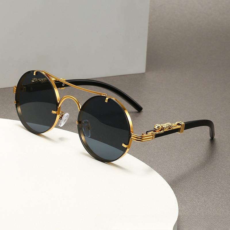 Vintage Round Metal Sunglasses Men Fashion Double Bridge Multicolor Shades Women Retro Trendy Luxury Brand Design Sun Glasses