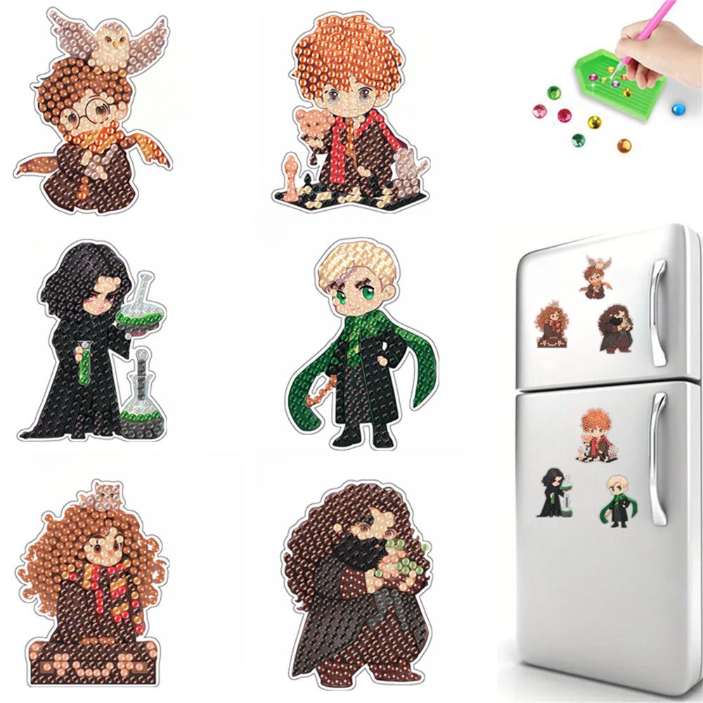 6pcs/Set Magic Academy Series Diamond Painting Magnets for Refrigerator Diamond Art Fridge Magnets for Adults Diamond Art Refrigerator Magnets Kits