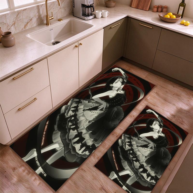Alien Stage Kitchen floor mat made of flannel non-slip and easy to clean Suitable for use in the kitchen bedroombathroom or at an entryway—adding a co