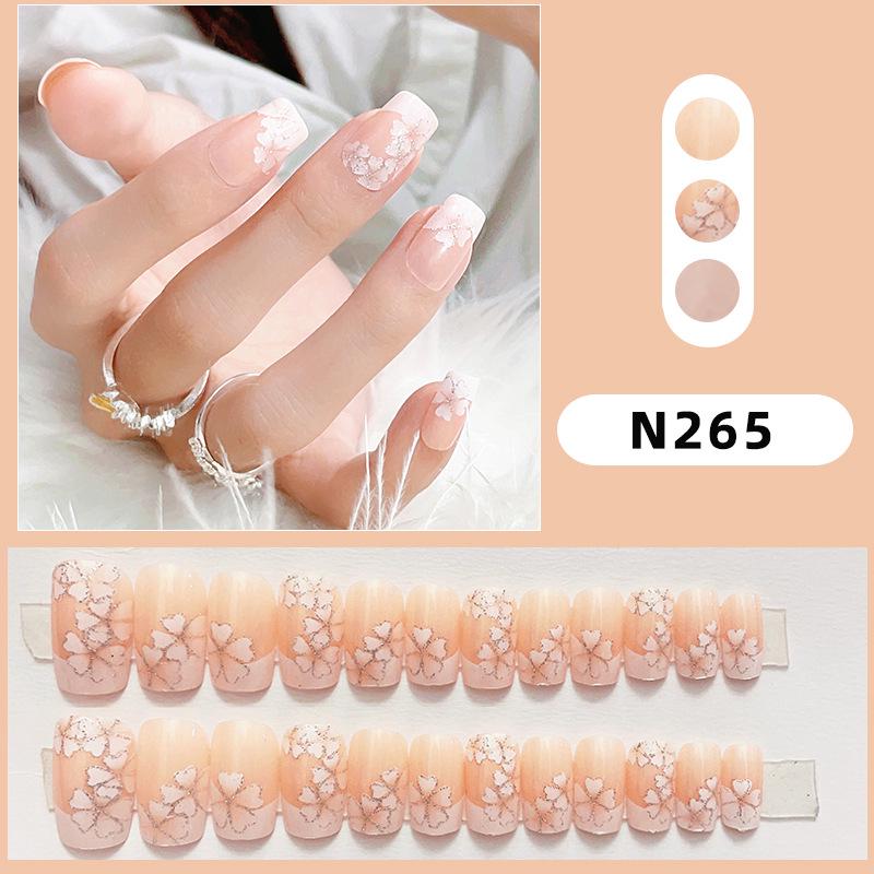 

Detachable Glitter Flower Flat Head False Nails