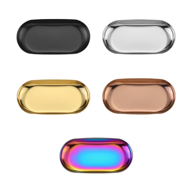 Oval Stainless Steel Tray Aromatherapy Manicure Jewelry Storage Tray Metal Cosmetic Storage Fruit Dessert Tray Snack Plate