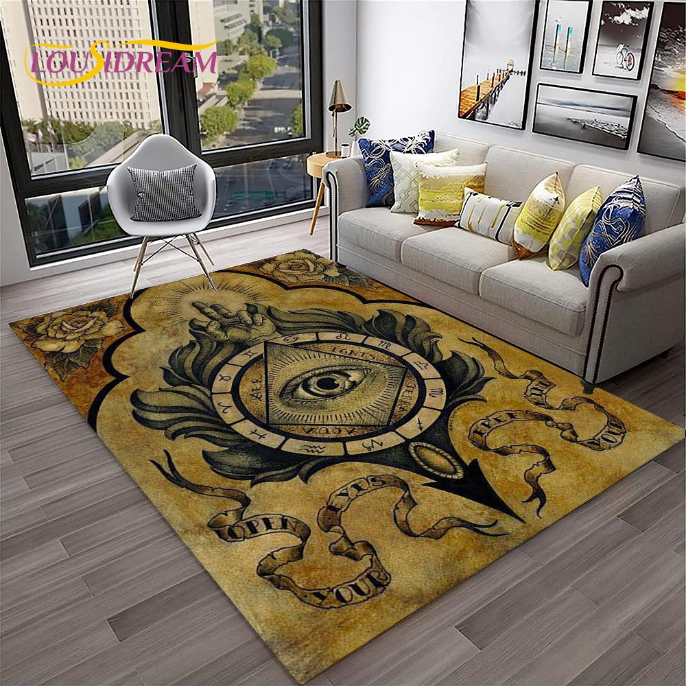 Ring Freemasonry Illuminati Masonic Carpet Rug for Home Living Room Bedroom Sofa Doormat Decor,Kid Area Rug Non-slip Floor Mat