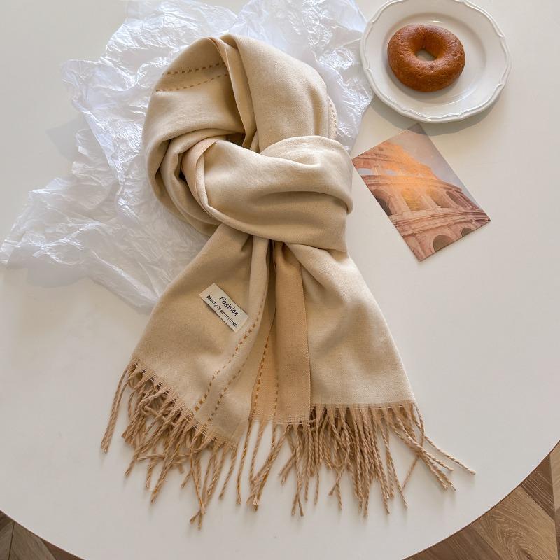 Winter Atmosphere Coat Wear Gentle Taro Purple Soft Waxy High-end Scarf Shawl Women's Double-sided Two-color