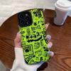 Shockproof Cute Doodle Green Color Pattern Silicone Case For iPhone 11 12 13 14 15 Pro Max Mini 8 7 Plus X XS XR Cartoon Cover