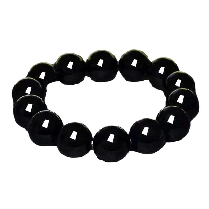 Black Simple Elegant Imitation Agate Obsidian Bracelet Zodiac Year Couple Beads Gift for Best Friend Student Day Gift