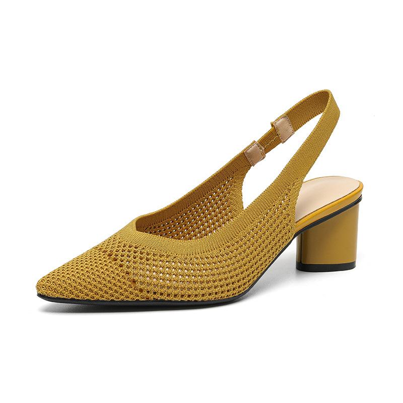 Bestseller Nieuwe Zomer Puntige Hoge Hakken Dames Sandalen 2026 Mode Gebreide Ademende Antislip Rubberen Zool Slingback Pumps