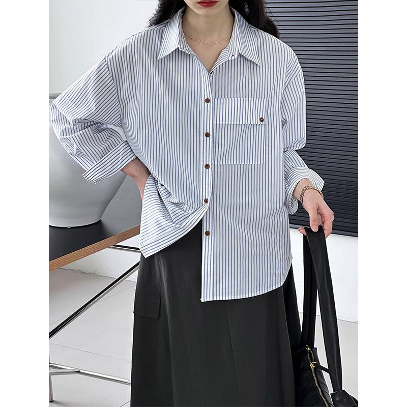 Orange Zhi Women's French Striped Shirt - Early Spring 2025 Design