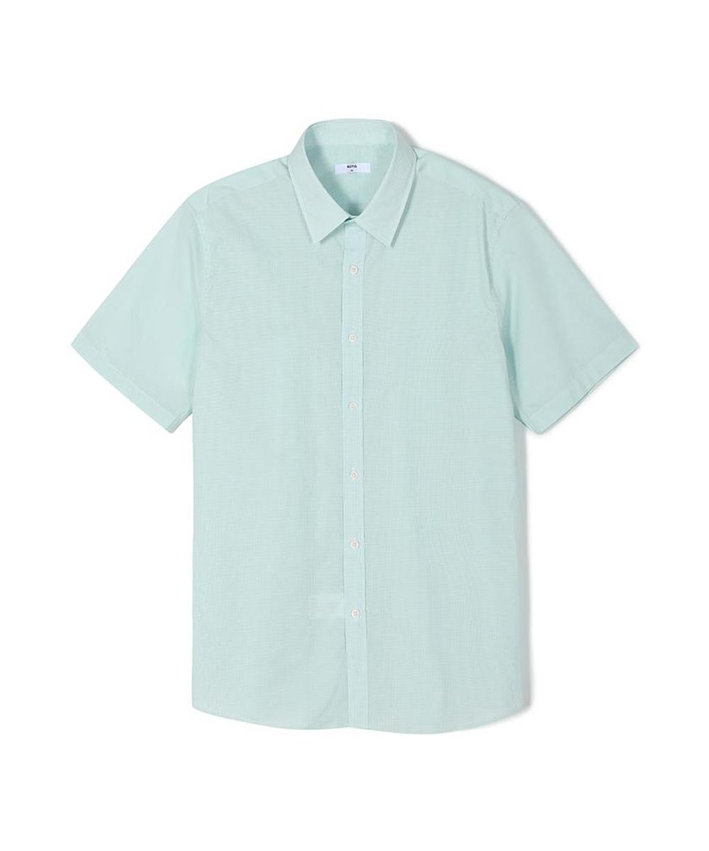 Notig 100% Cotton Comfort Slim Fit Mini Check Short Sleeve Shirt Mint Mint/095
