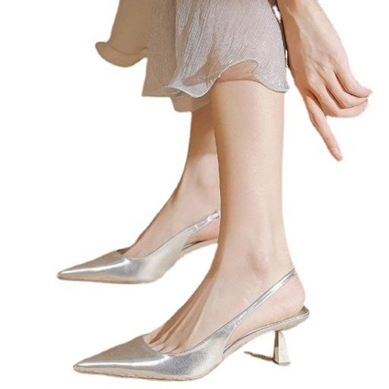 Fashion Sexy Thin Heels Party Women's Pumps 2025 Summer Women Shoes Pointed Toe Fashion High Heel Comfortable Shallow Shoes Silver