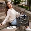 Stylish Crack Gold Pattern Tote Bag Large Capacity Portable Casual Daily Shoulder Handbag for Women Shopping Travel Commute