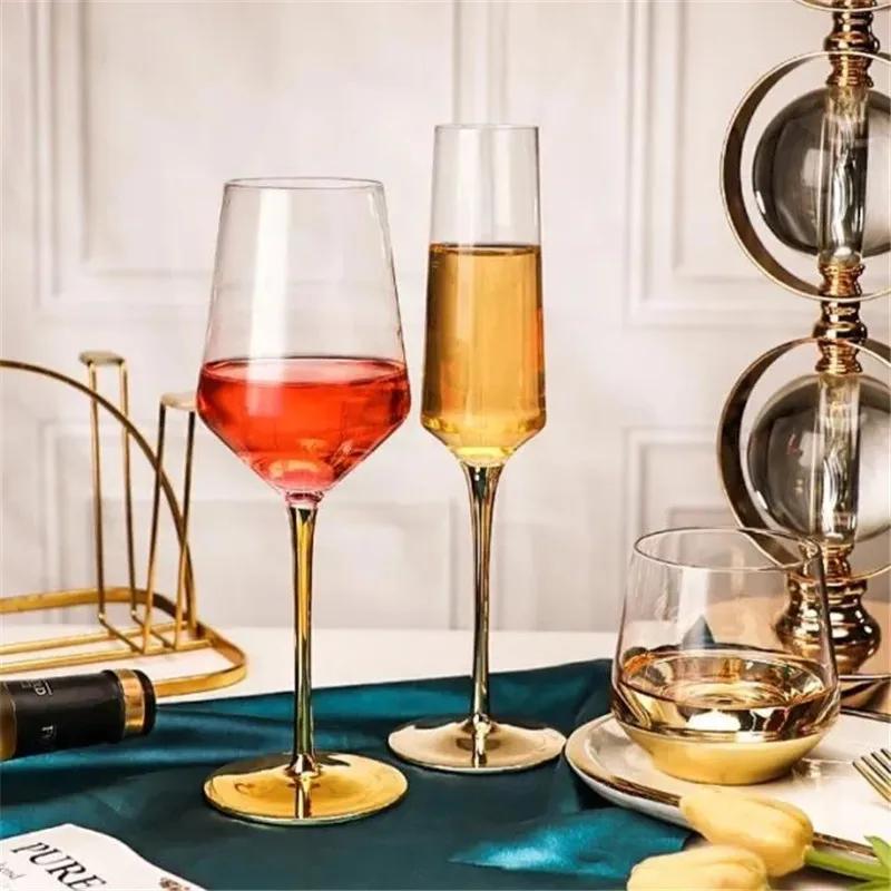 Creative Gold Electroplating Wine Glasses Cup Luxury Lead-free Crystal Goblet Champagne Glass Cocktail Glasses Wedding Drinkware