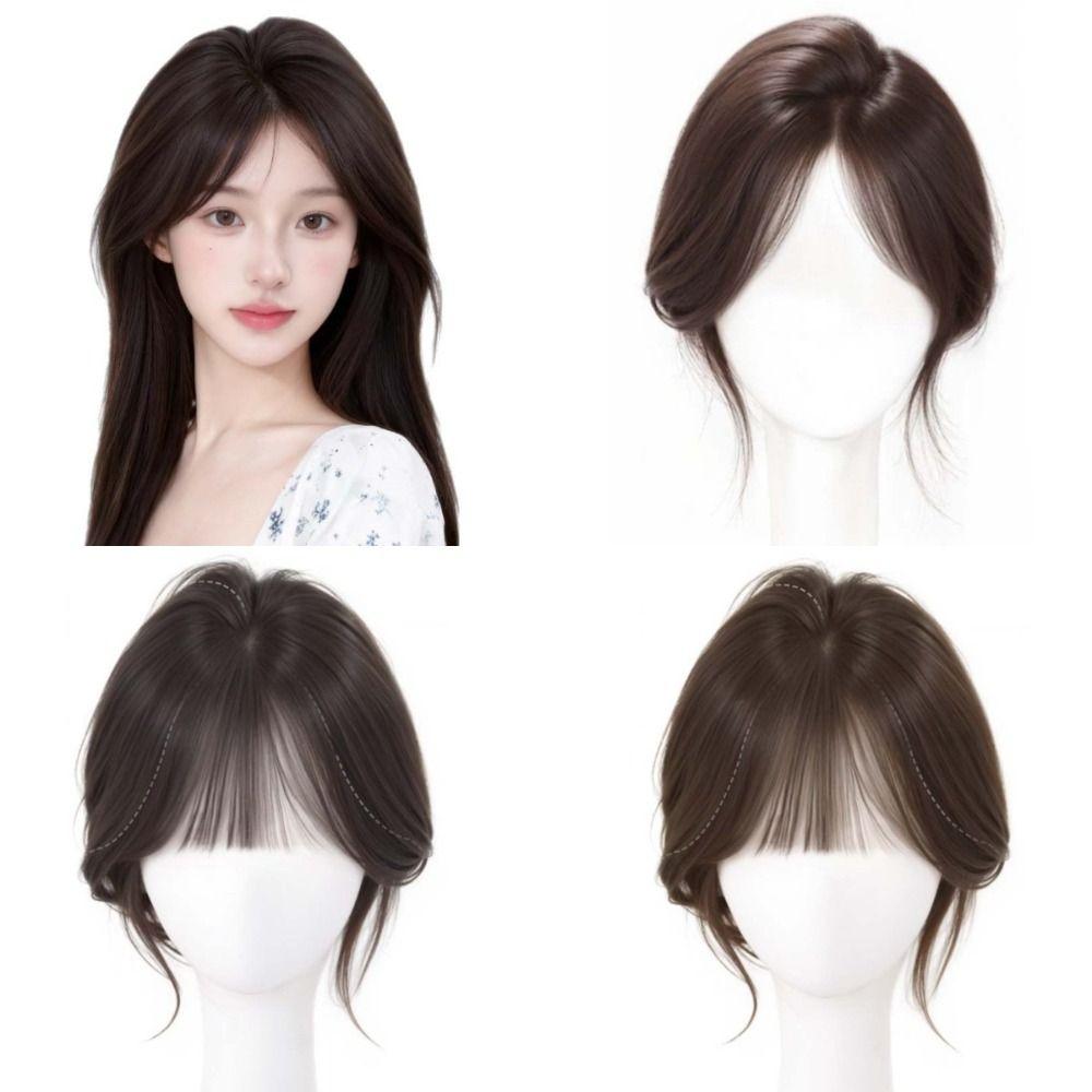 Hair Extension Korean Invisible Bangs Wig Fringe Hair Pieces Cover White Hair & Hairline