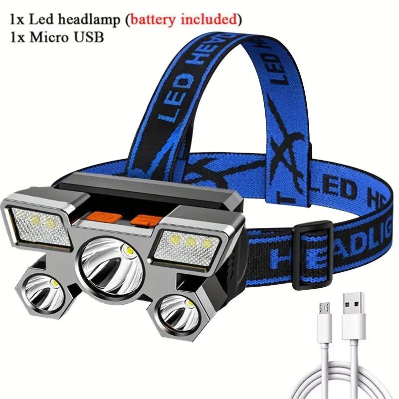1PC Ultra Bright Headlights with Durable Rechargeable Batteries, Suitable for Camping, Running, and Outdoor Adventures