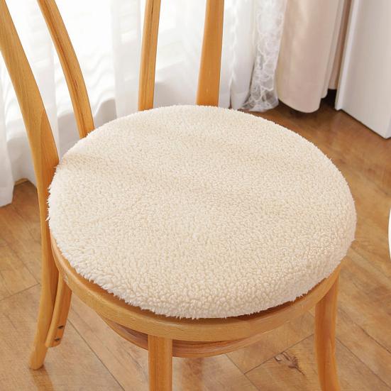 Fleece Kulatý Polštář na Židli Plyšový Sedák z Umělé Ovčí Vlny se Zipem Zima