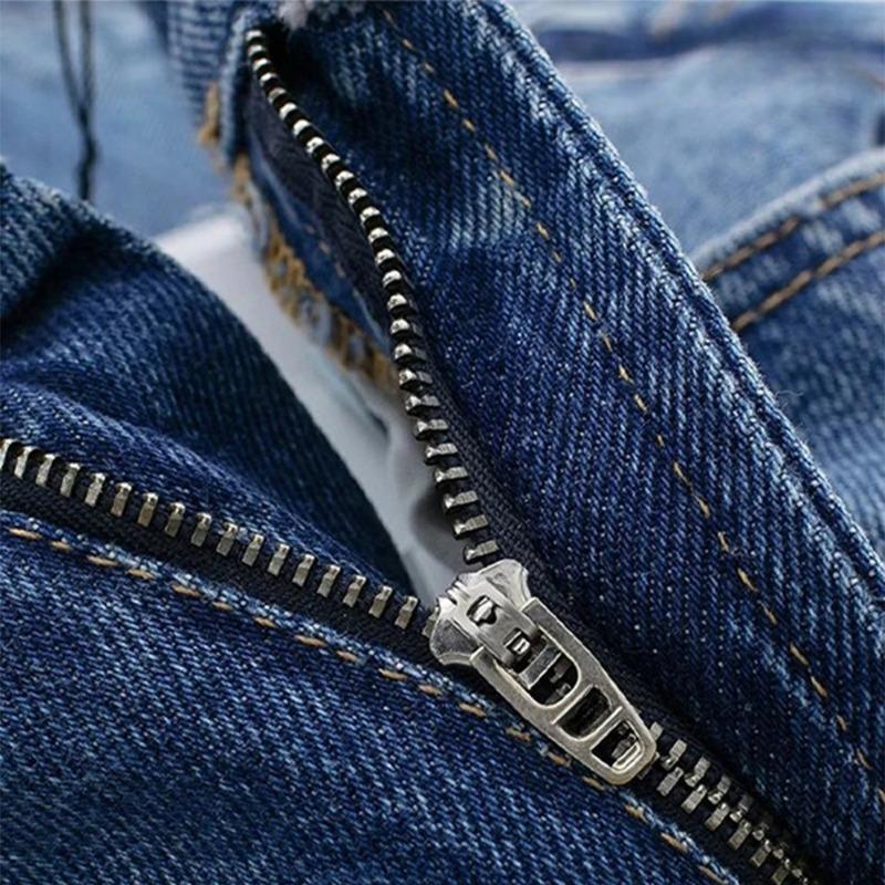Women's Blue High Waist Jeans Fashion Clashing Color Splicing Wide Leg Flared Pants Loose Straight Trousers