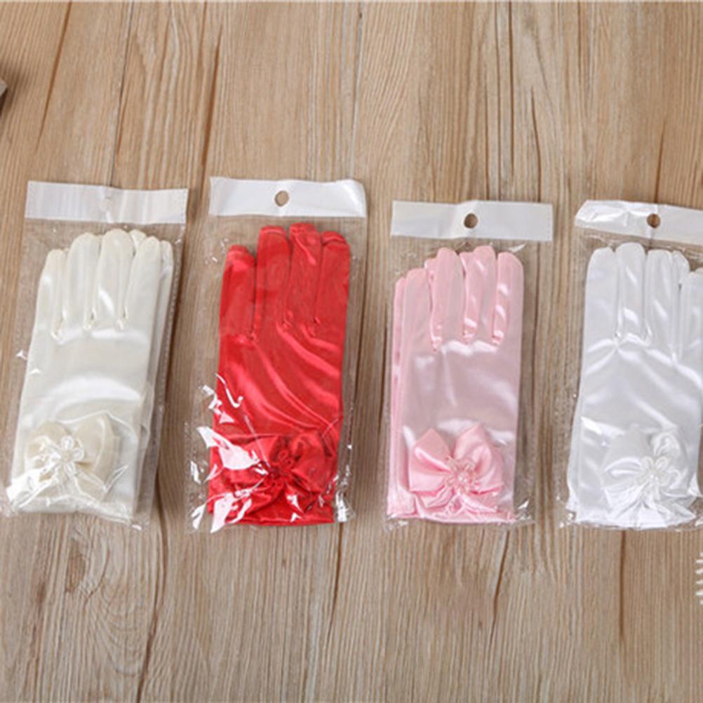 Kids Girls Gorgeous Satin Fancy Gloves for Special Occasion Dress Formal Wedding Pageant Party Short Girls Gloves