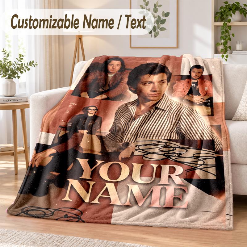 Arctic Monkeys Custom Name Flannel Throw Blanket Soft Warm for Sofa Bed Indoor Home Use