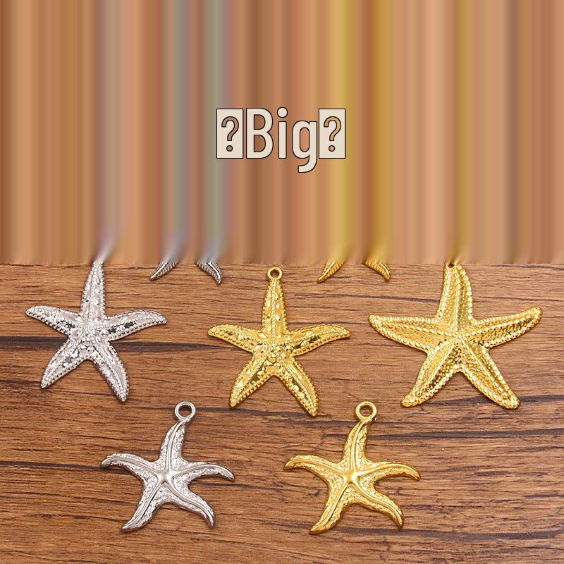 Bi-Color 304 Stainless Steel Starfish Pendant with Real Gold Electroplating