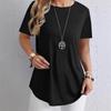 Spring Summer Solid Color T-shirt, Elegant Back Button Design, Casual Top for Women, European American Fashion Casual Wear