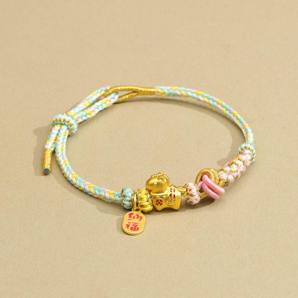 Handmade Zodiac Horse Red String Bracelet - Ethnic Style New Year Gift