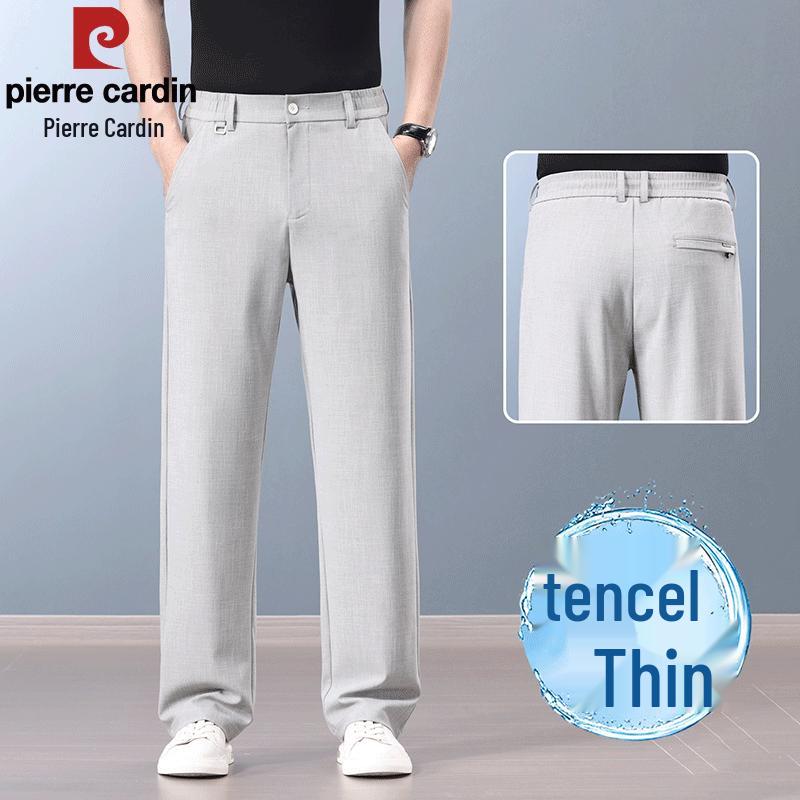 Pierre Cardin Men's Wrinkle-Resistant Tencel Linen Blend Straight-Leg Casual Pants