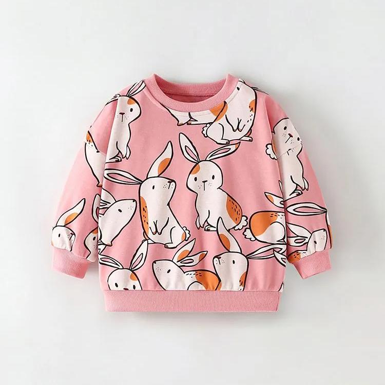 Girls Long Sleeve Pullover Sweatshirt Soft Cotton Blend Kids Crewneck Top Casual Wear for Toddlers and Children