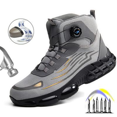 High-Top Drehknopf Neue Sicherheitsschuhe Herren Anti-Quetsch Anti-Durchstich Arbeitsschuhe Mode Herren Sportschuhe Sicherheitsstiefel Herren