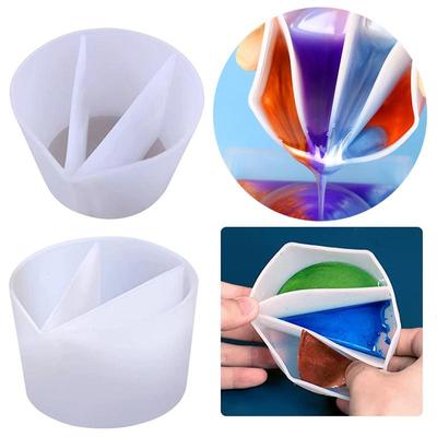Gießen Sie Split Cup Silikon-Epoxidharz-Mischung für Farbgießbecher DIY Acrylfarbe Harzform Fluid Art Schmuckherstellungswerkzeuge