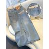 Spring/Summer 2026 Women's High-Waisted Light Blue Denim A-Line Midi Skirt with Slit