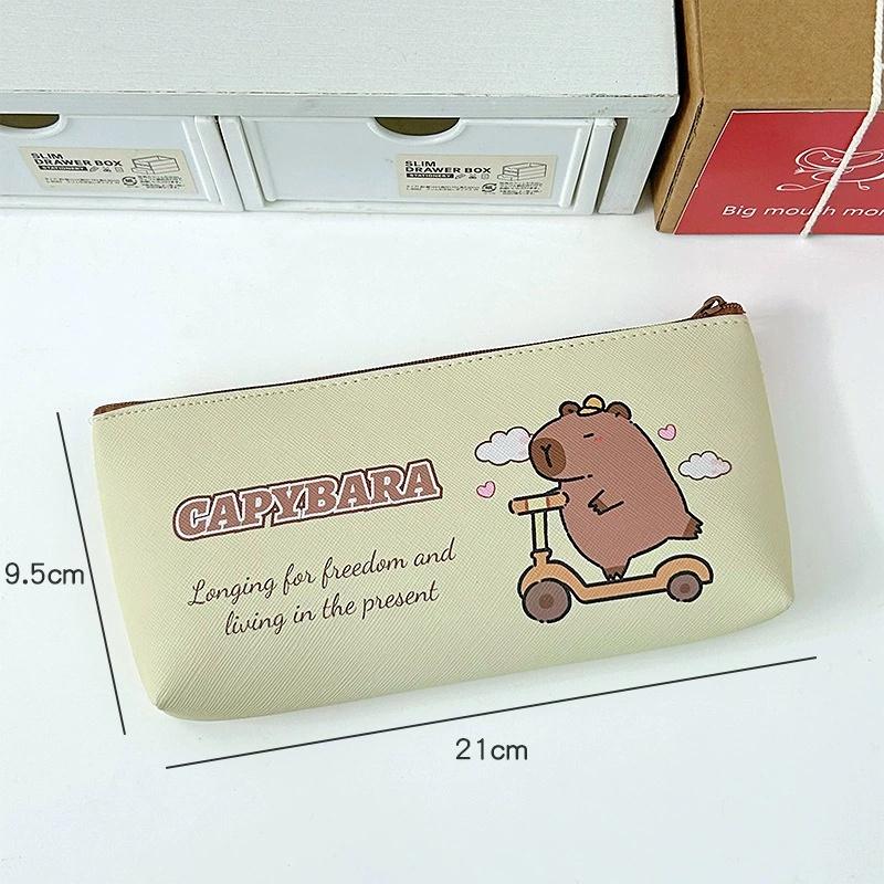 Capybara Stationery Bag Fashion PU Pen Bags Pencil Box Large Capacity Zipper Pencil Bag Pouch Back To School Office Supplies