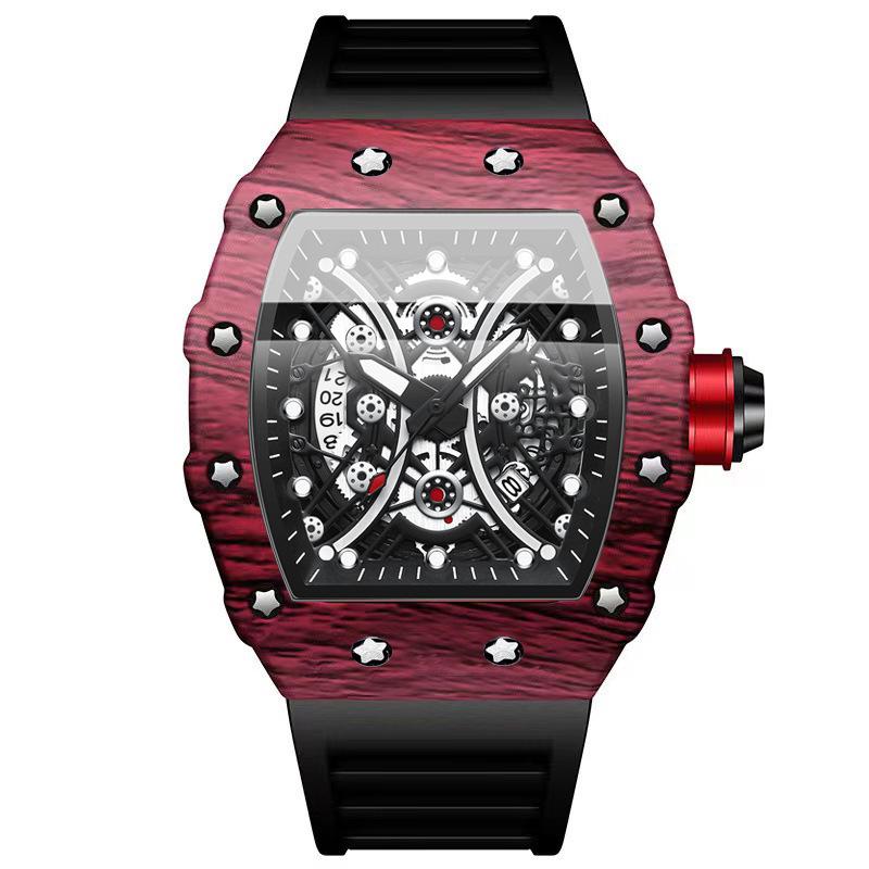 Binbang Men's Silicone Barrel Luminous Fashion Sports Watch
