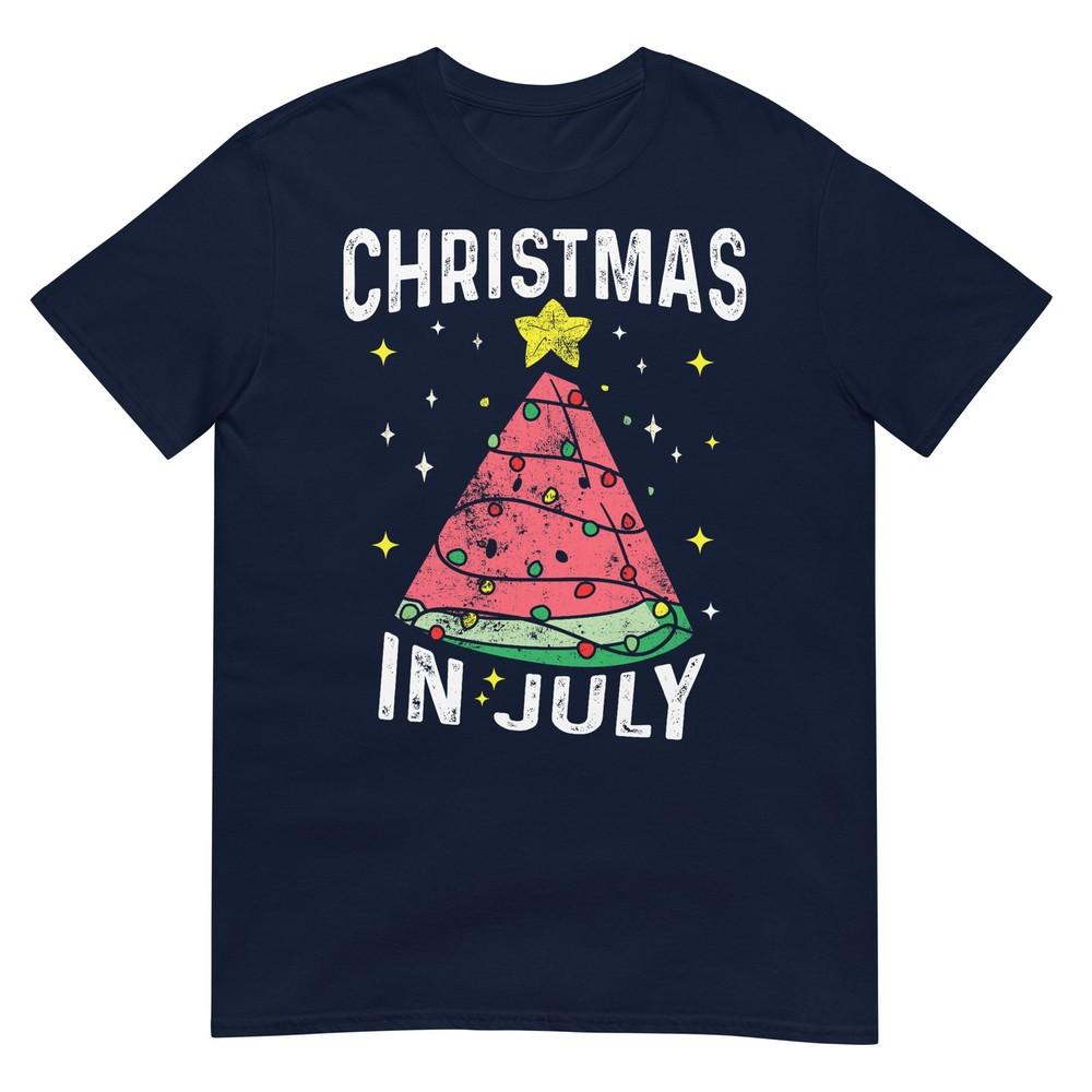 Xmas In July Watermelon Tree Funny Summer Christmas July TShirt S