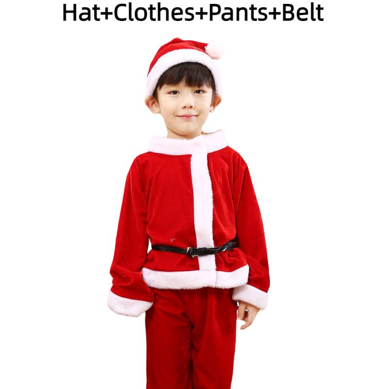 Boy Claus Santa Cosplay Costume Christmas Party Outfit Role Playing Dress Girl