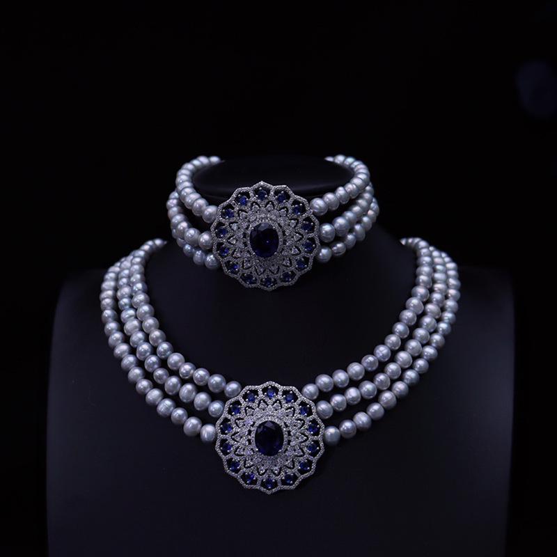 Elegant French Socialite Freshwater Pearl Necklace Set - 8-9mm Stackable Multi-layer Choker. 7-8mm