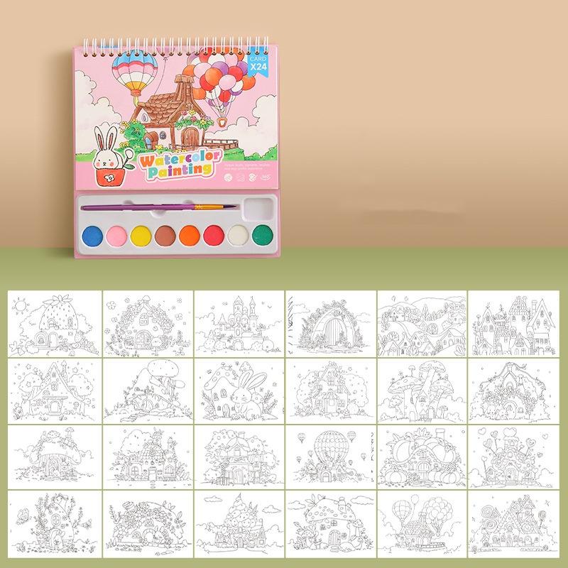 

Kids Watercolor Painting Portable DIY Art Kit with Sketchbook Creative Toy