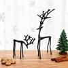 Set of 2 Black Reindeer Statues - Modern Xmas Figurines - Elegant Indoor Holiday
