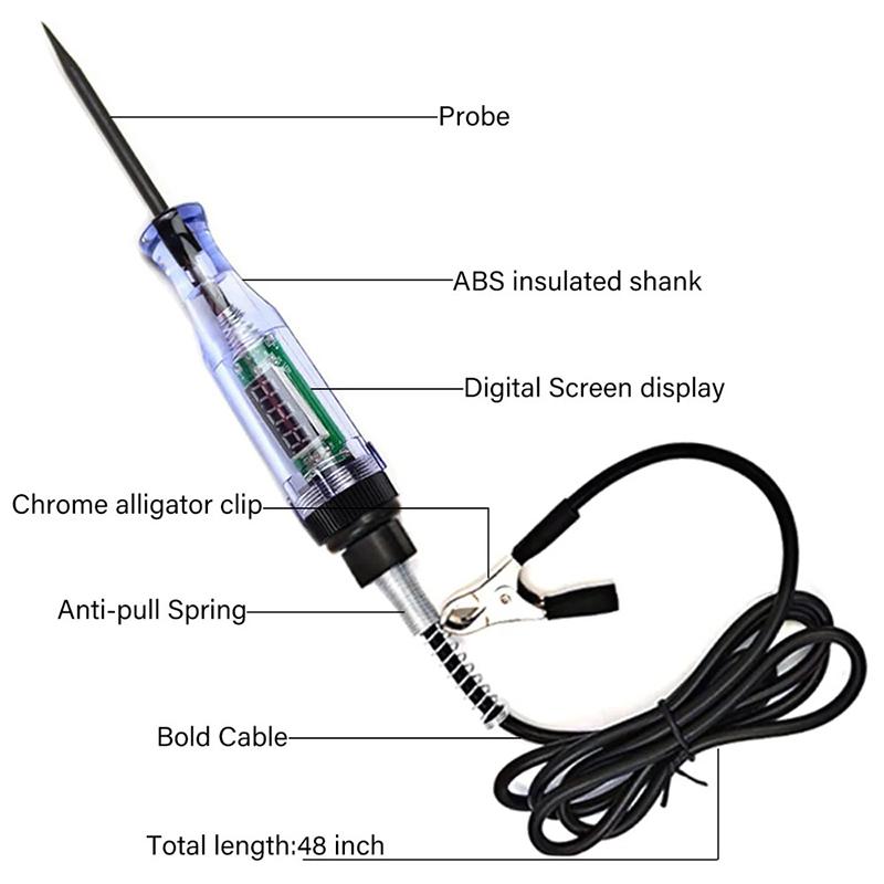 6V/12V/24V Car Circuit Tester Premium Test Light Probe Pen Light Bulb Diagnostic Tool Truck Voltage Circuit Tester Auto Repair