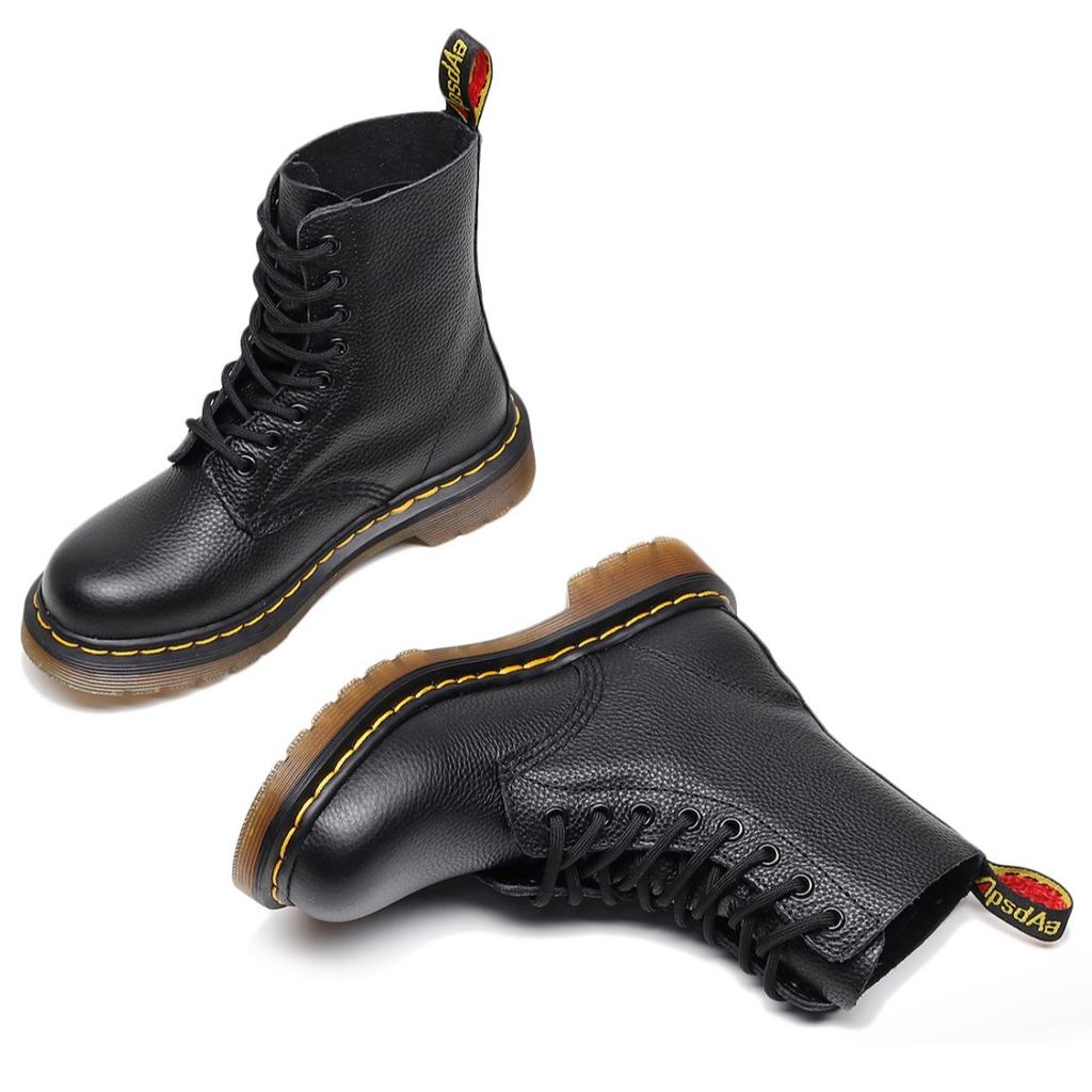 Patrón de lichi 1460 botas cargo mujer capa superior piel de vaca suave botas de pareja cuero genuino británico botas de motocicleta punta redonda tendencia