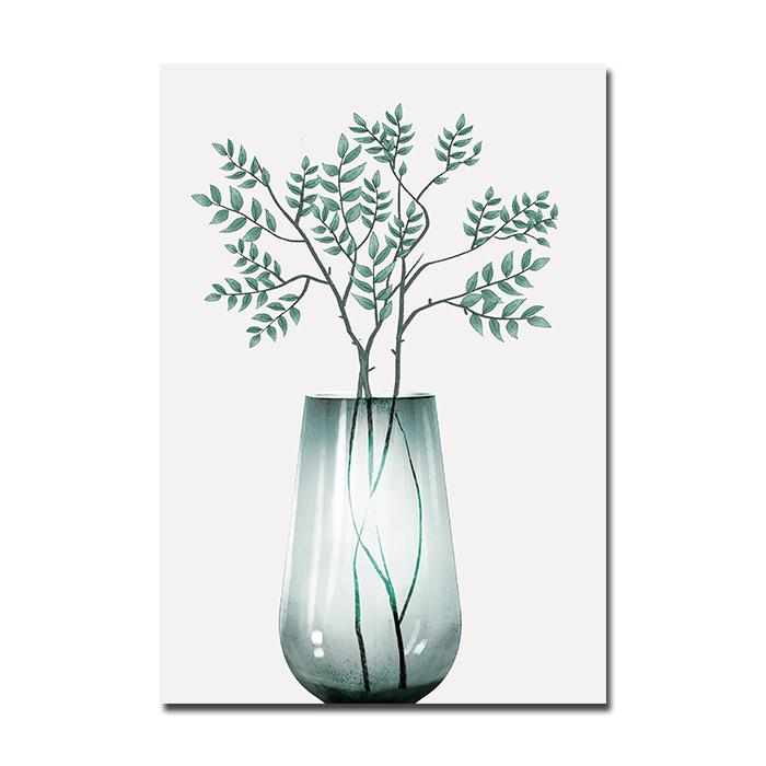 

Акварельний рослинний скандинавський плакат Зелене листя Настінне мистецтво Картини на полотні Північні постери та принти Настінне зображення для вітальні 21x30cm No Frame