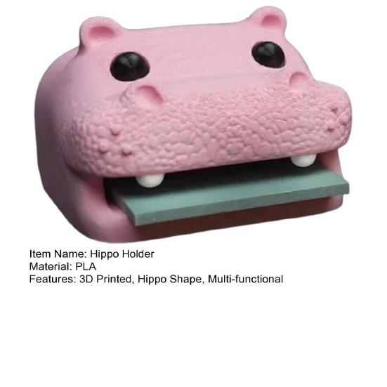 Suporte de Hipopótamo Impresso em 3D com Estênceis Formato de Hipopótamo Organizador de Notas Adesivas com Espaço para Caneta