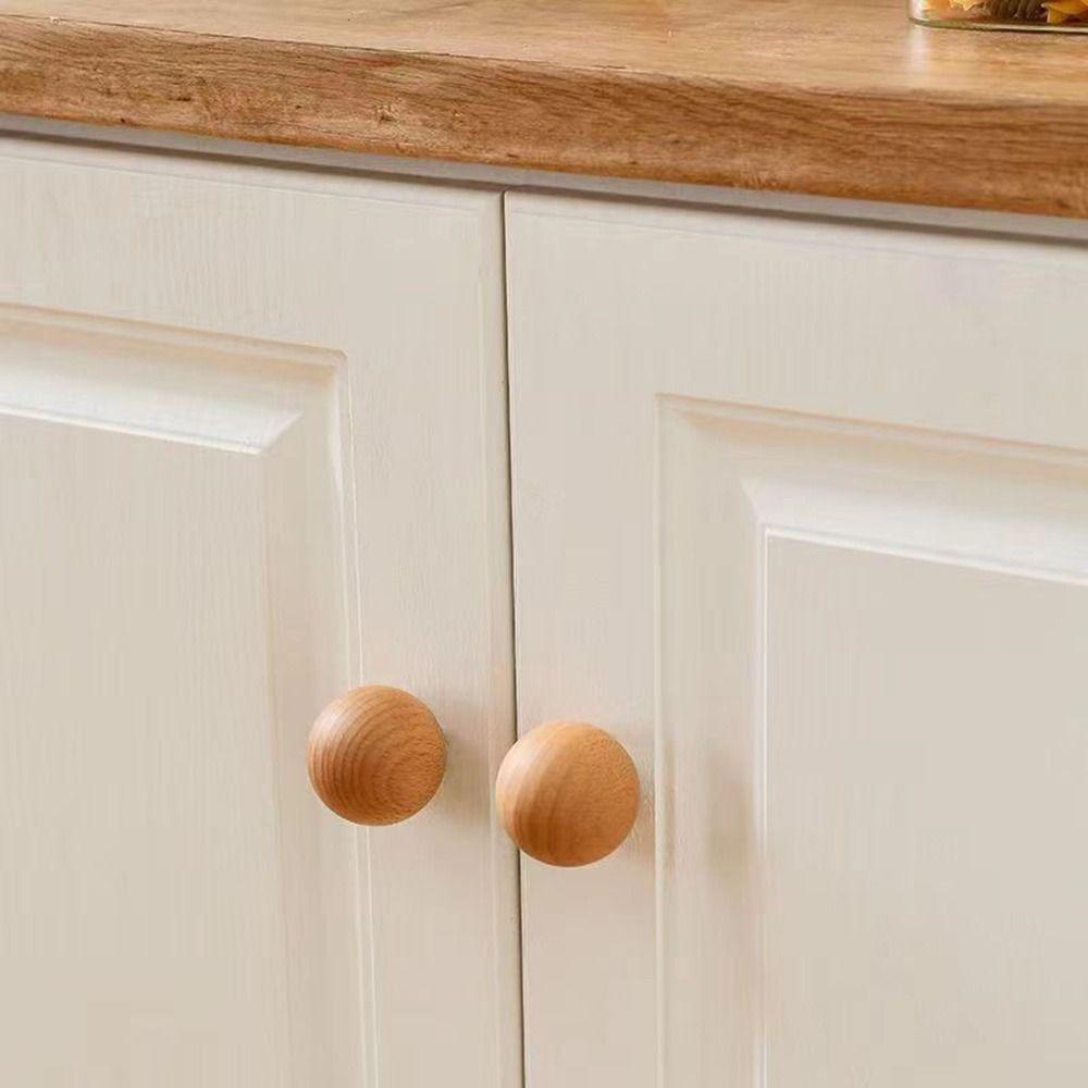 Simple Wooden Door Handles Round Wood Hook Hanger DIY Wardrobe Knob  Home Decoration