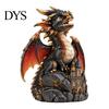 Living Room Accents Light Up Dragon Figurine, Resin Gothic Castle Statue, Decorative Home Decor Fantasy Creature Ornament for Home, Office Table, Desk