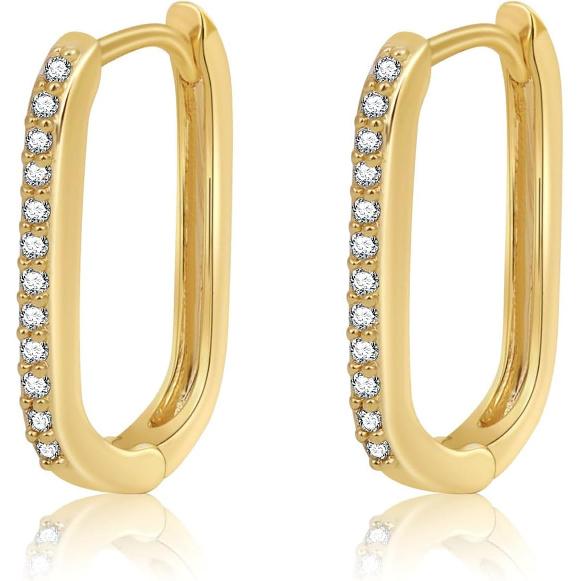 Amicon Chunky Gold Stud Earrings for Women 14k Gold Plated Hypoallergenic Earrings Statement Trendy Fashion Gold Jewelry Gifts